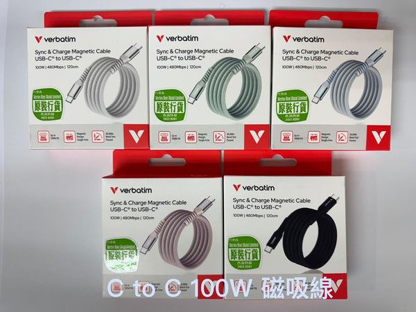 Verbatim Cavo USB-C To USB-C Magnetico 60W 120cm - Sync & Charge Con Intrecciato, Nero