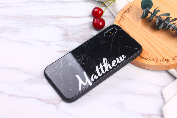 Glossy Graphic Glass Case - White Marble (CMC914)